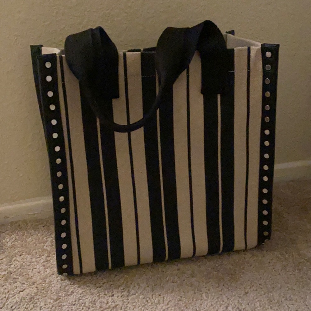 French Connection striped canvas tote